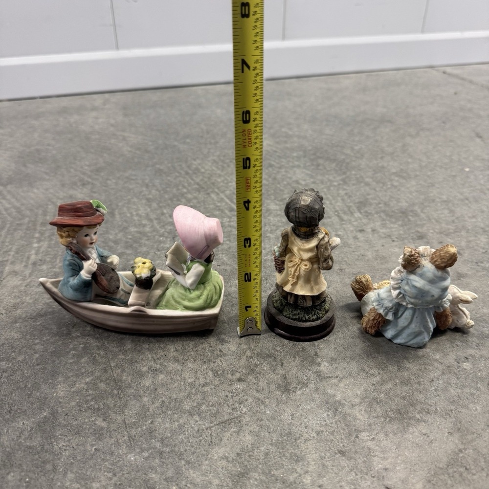 Vintage Victorian Miniature Figurine Lot Couple Rabbit Mother Girl Goose Decor - Picture 5 of 8